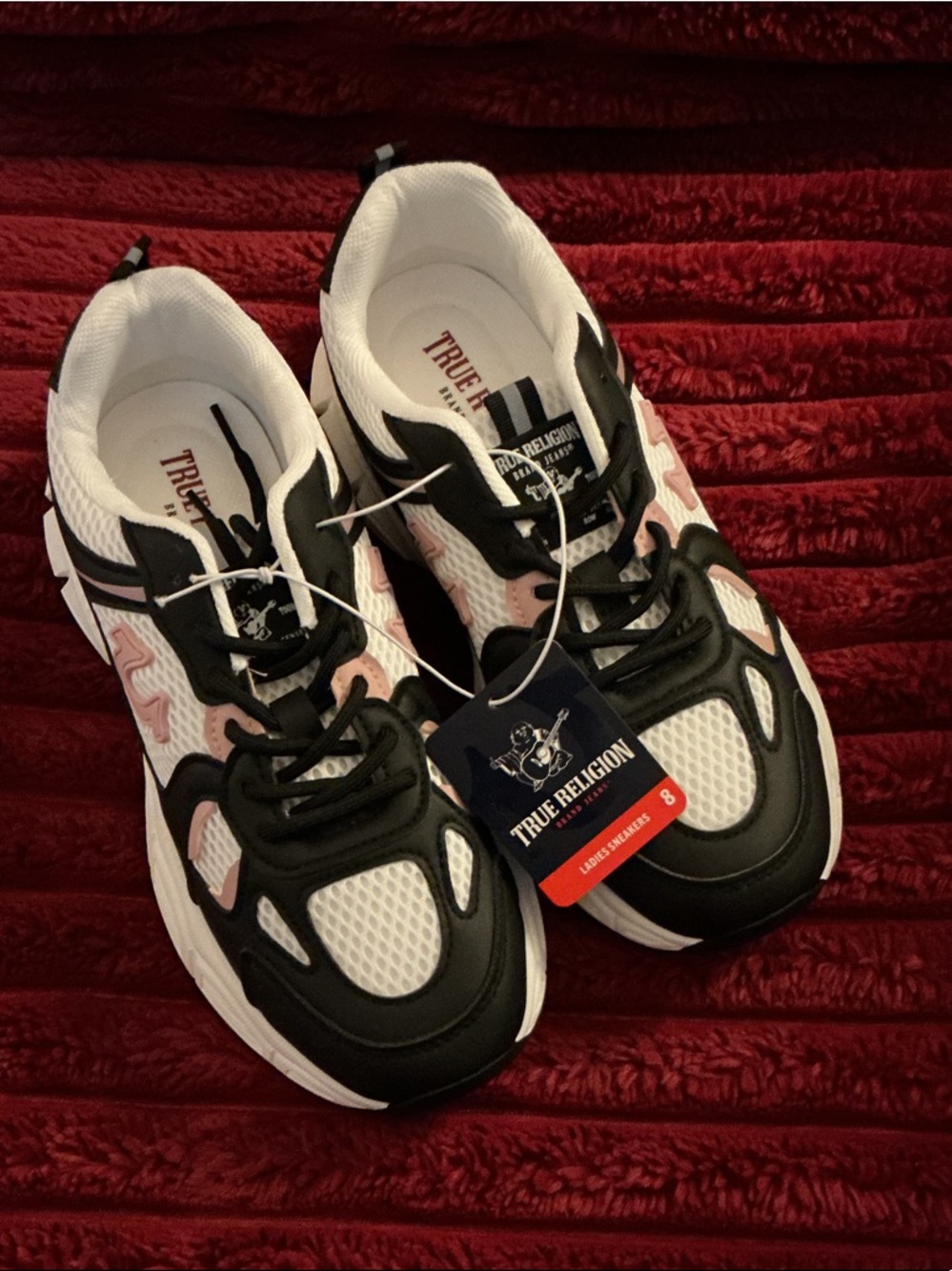 True Religion Black White Pink Retro Runner Sneakers